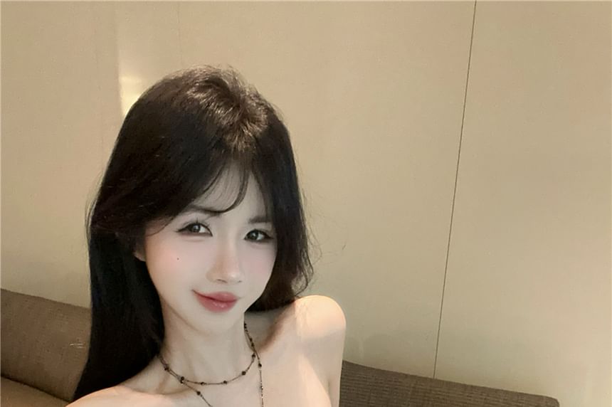 Top Print Slit Ruched Tube Paisley