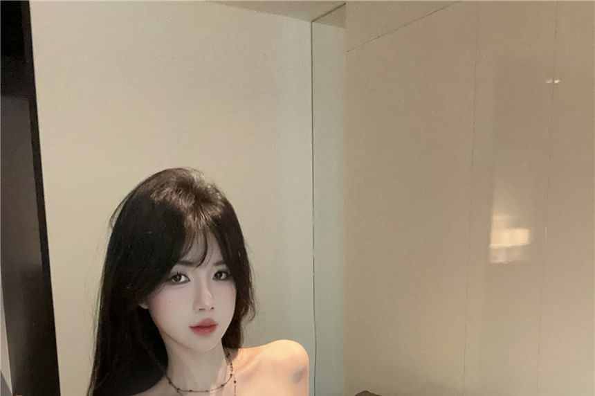 Top Print Slit Ruched Tube Paisley