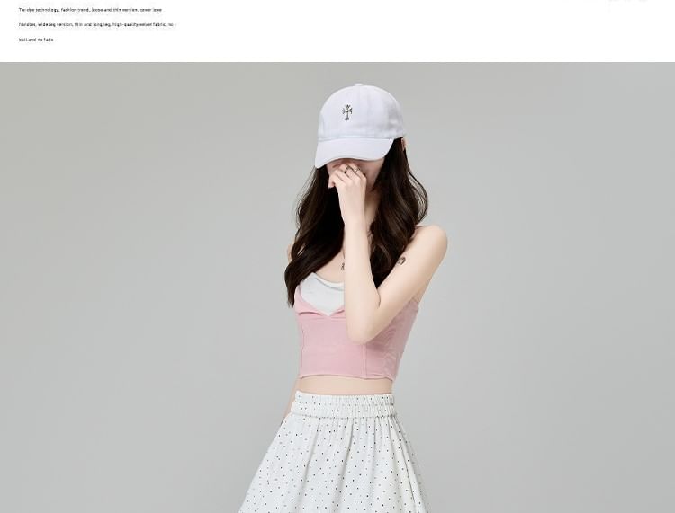 Panel Lace Midi Skirt Waist High A-Line Dotted