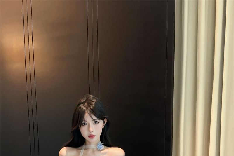 Plaid Tube Top Asymmetrical Ruched