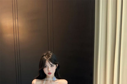 Plaid Tube Top Asymmetrical Ruched