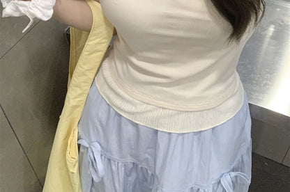 Edge Two-Piece Two Top Neck Crop Tone Mock Scoop Camisole Lettuce