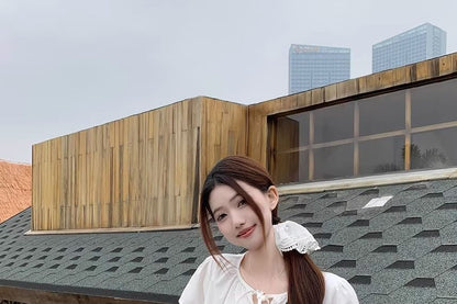 Neck Tie Short-Sleeve Panel Plain Front Layered Notch Blouse Lace