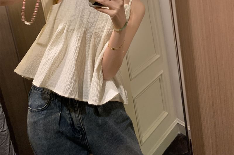 Flowy V-Neck Crop Plain Cami Top