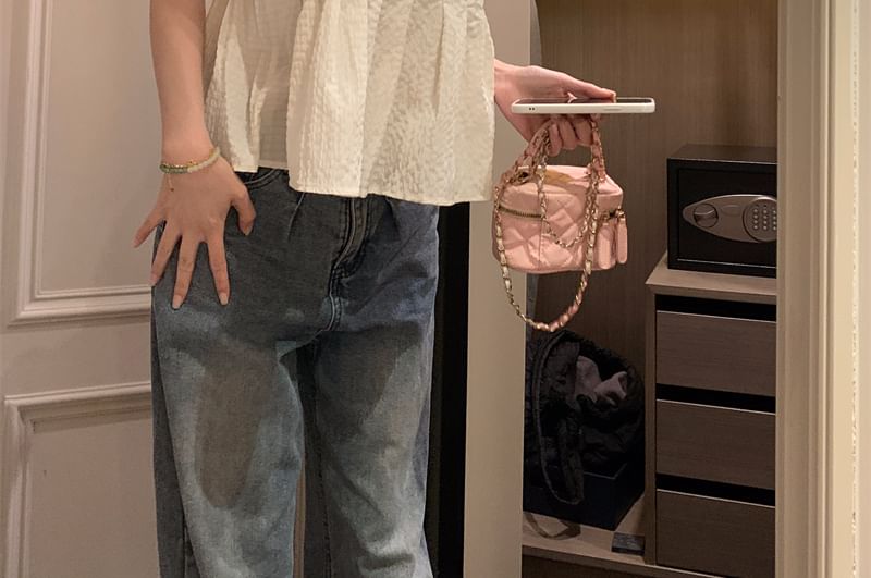 Flowy V-Neck Crop Plain Cami Top