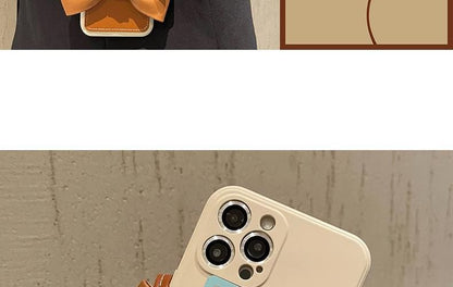 Phone with Leather Card Faux Case Holder Lanyard Bow