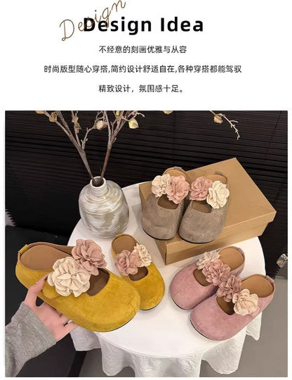 Accent Floral Genuine Mules Hidden Leather Jane Mary Wedge