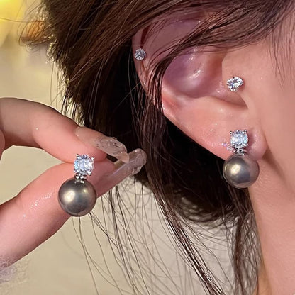 Rhinestone Faux Pearl Necklace / Stud Earring Pendant