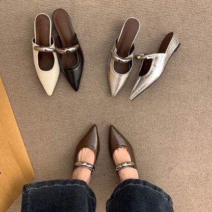 Toe Mary Pointed Wedge Mules Jane