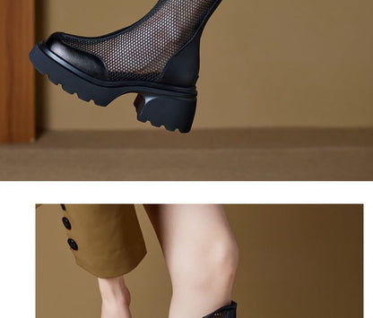 Knee Panel Boots Mesh High Platform