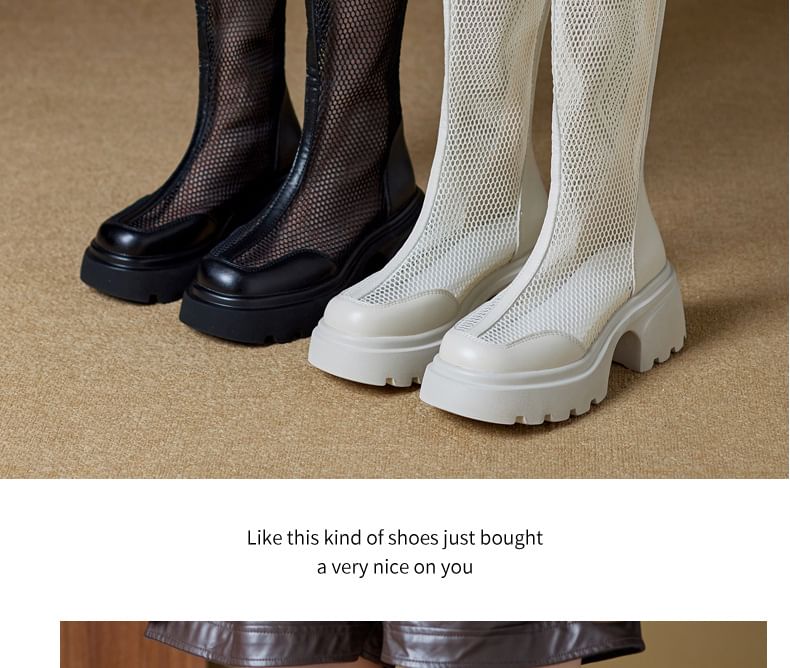 Knee Panel Boots Mesh High Platform