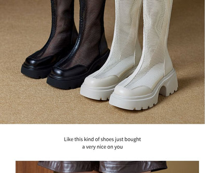 Knee Panel Boots Mesh High Platform