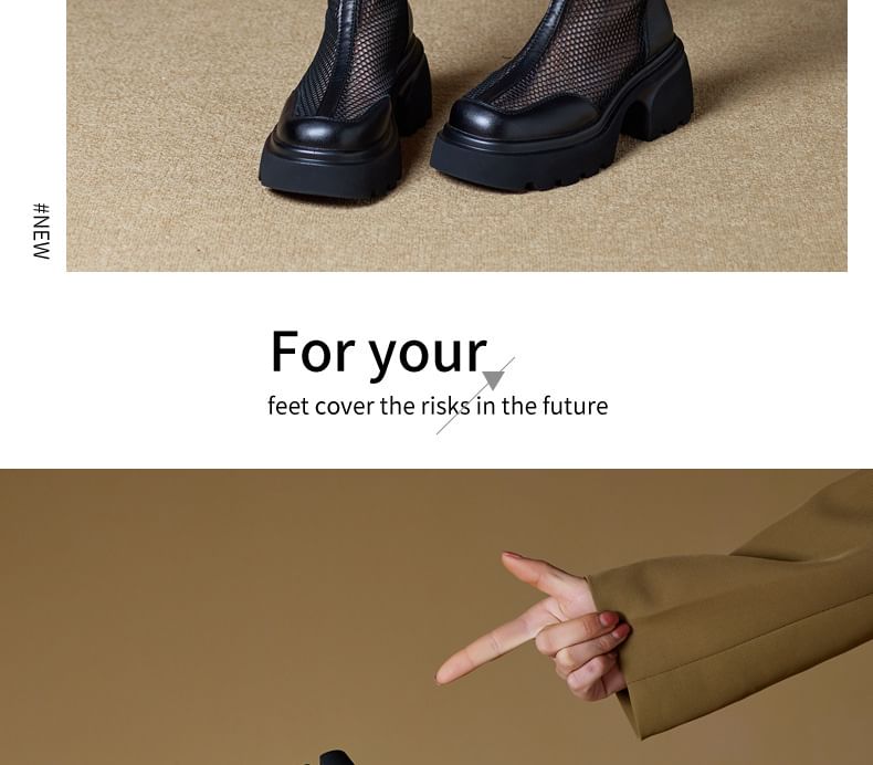 Knee Panel Boots Mesh High Platform