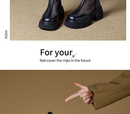 Knee Panel Boots Mesh High Platform