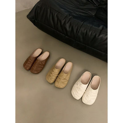 Faux Ruched Leather Mules