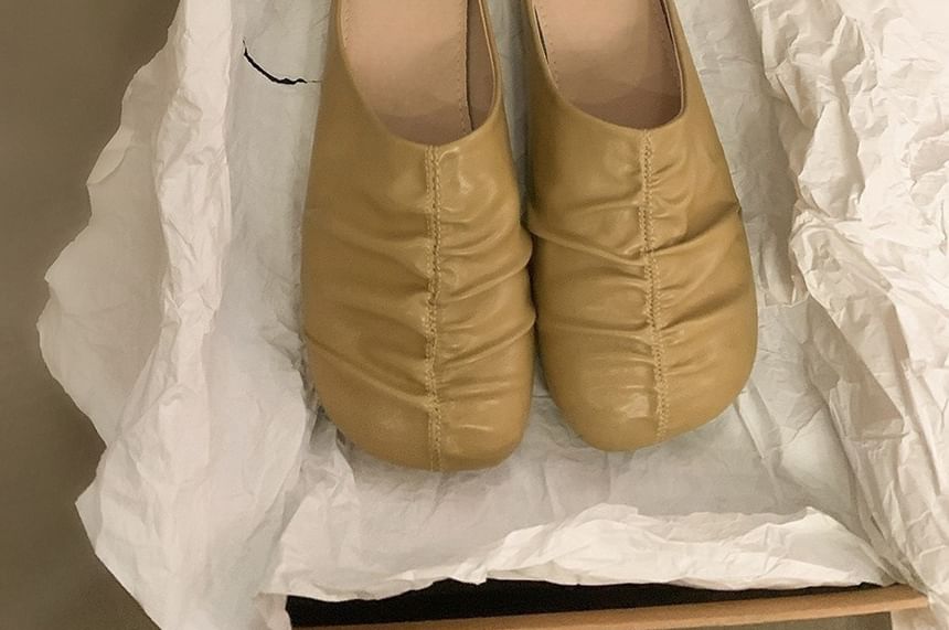 Faux Ruched Leather Mules