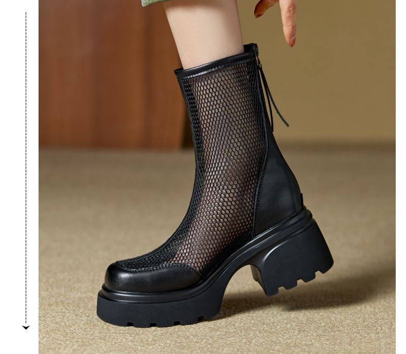 Short Panel Platform Boots Mesh
