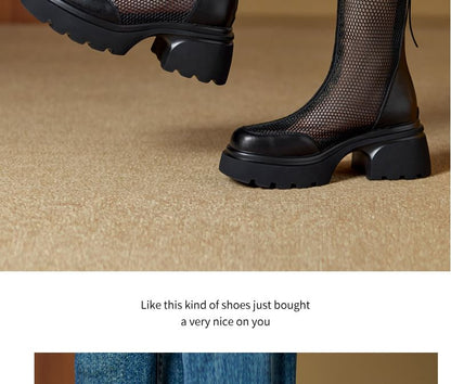 Short Panel Platform Boots Mesh