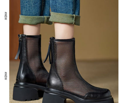 Short Panel Platform Boots Mesh