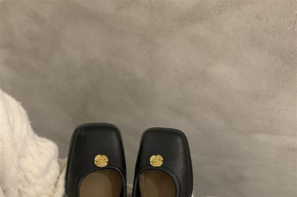 Block Mary Jane Square Heel Pumps Toe