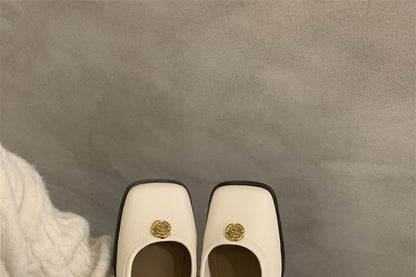 Block Mary Jane Square Heel Pumps Toe