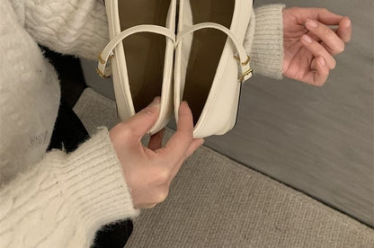 Block Mary Jane Square Heel Pumps Toe