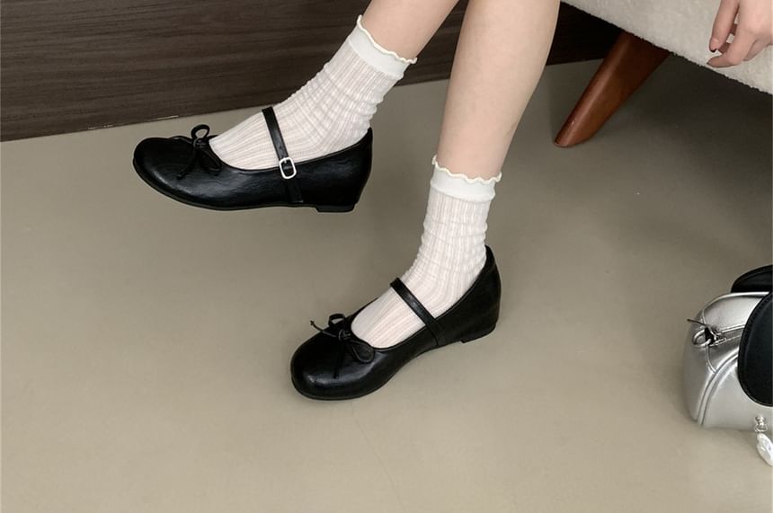 Jane Hidden Shoes Bow Mary Wedge