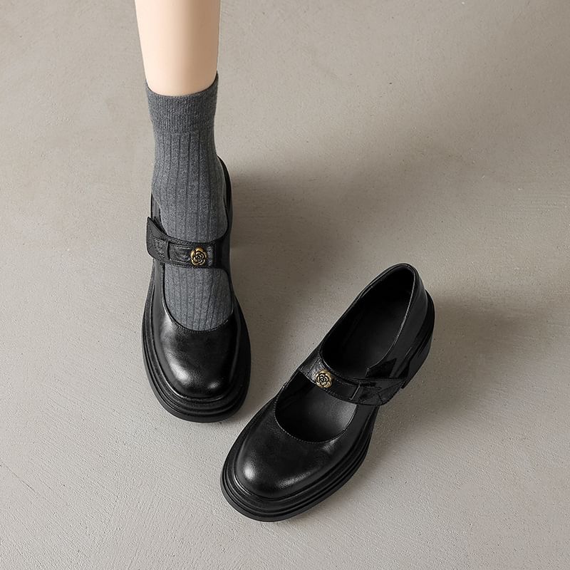 Platform Heel Block Mary Pumps Jane
