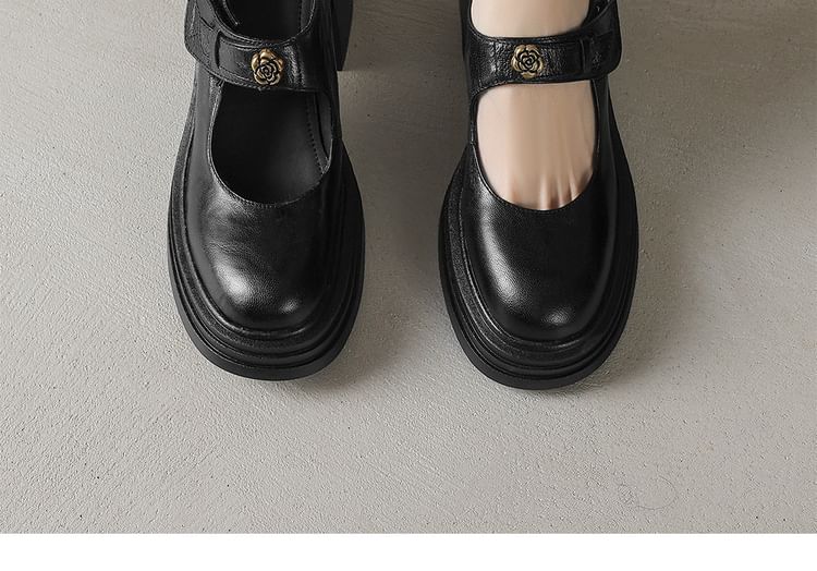 Platform Heel Block Mary Pumps Jane