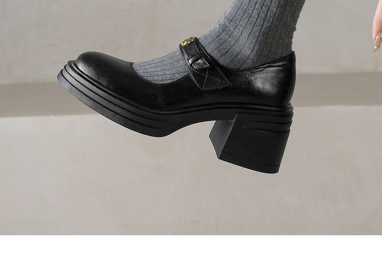 Platform Heel Block Mary Pumps Jane