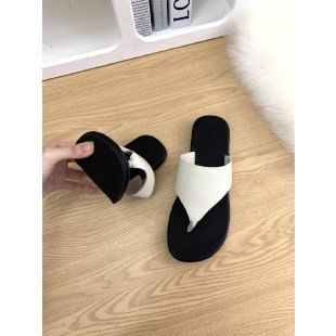 Slide Thong Leather Sandals Faux