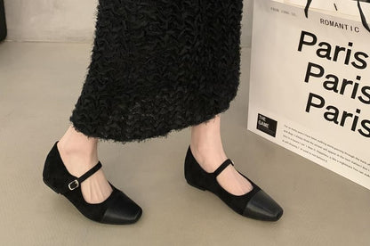 Hidden Cap Square Wedge Jane Toe Mary Pumps