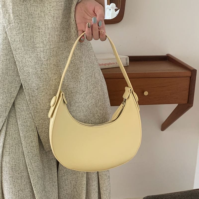 Leather Shoulder Plain Faux Bag