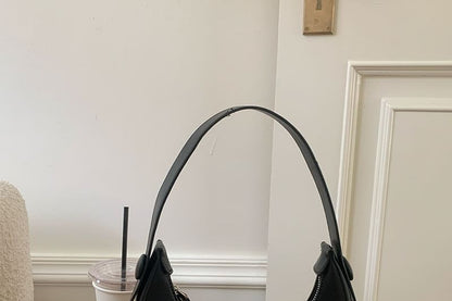 Leather Shoulder Plain Faux Bag