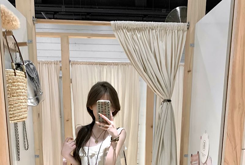 Dress Plain Sleeveless Trim Midi A-Line Asymmetrical Ruffle