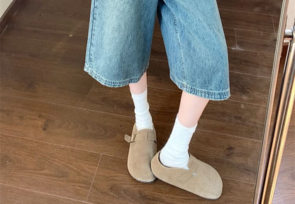 Jeans High Wide Rise Leg Washed Capri