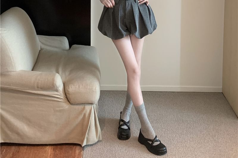 Top / Fit Hem Shorts Square Dotted Waist Neck High Crop Bubble Tank Slim