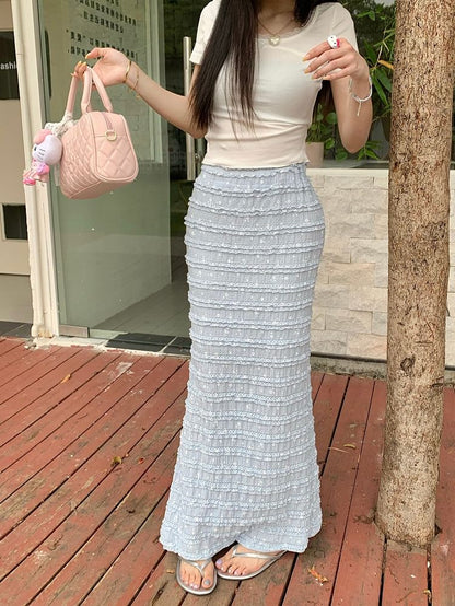 Skirt High Rise Tiered Maxi Floral Pencil