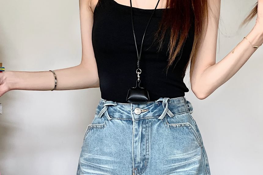Washed High Waist Denim Skirt A-Line Mini