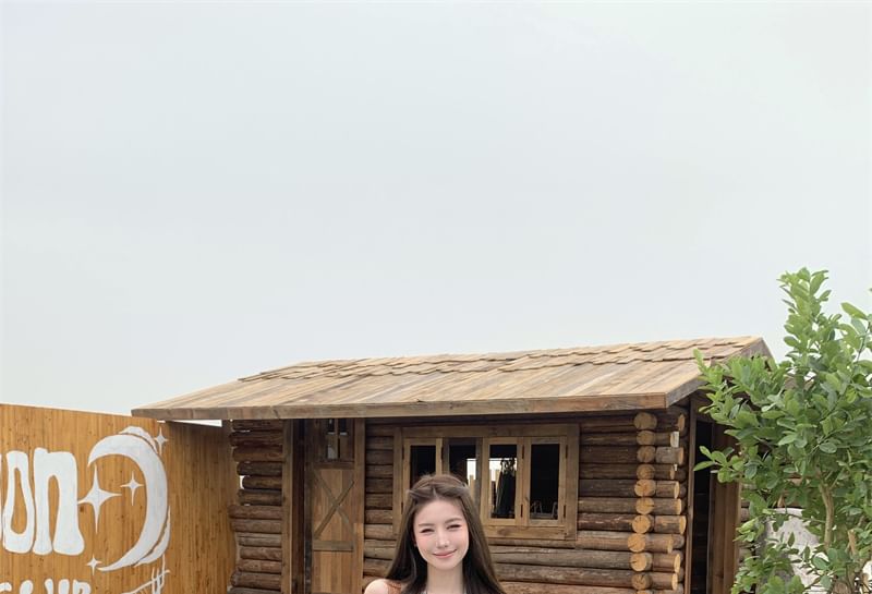 Peplum Plaid Waist Halter / Top Bow Culottes Plain High Tank