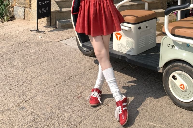 Mini Dress Plain Neck Round Sleeveless A-Line Button