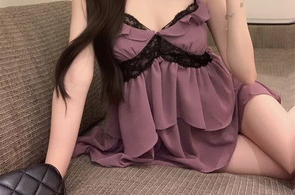 Flowy Top Ruffle Lace Panel Trim Cami