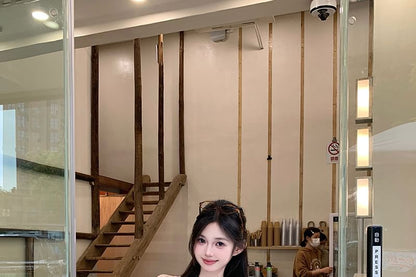 Lace Bow Fit V-Neck Slim Tank Top Trim