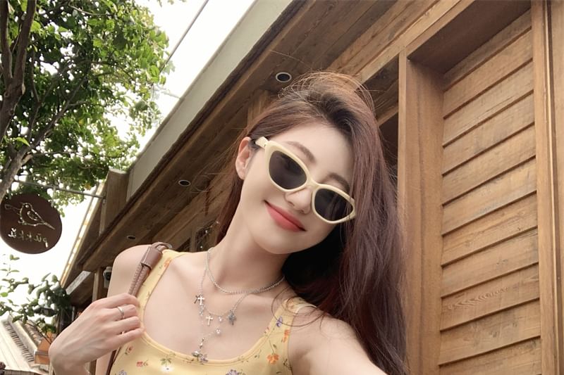 Floral Asymmetrical Neck Trim Tank Ruffle Fit Square Top Slim