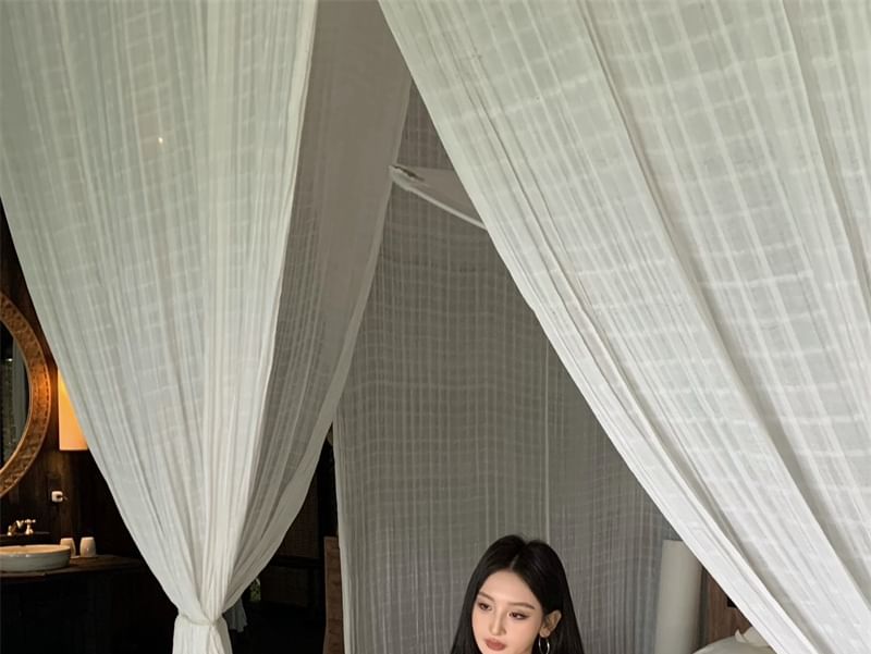 Plain Top Sleeveless Tank Mini Slim Neck Bodycon Scoop Asymmetrical Set: Fit + Dress