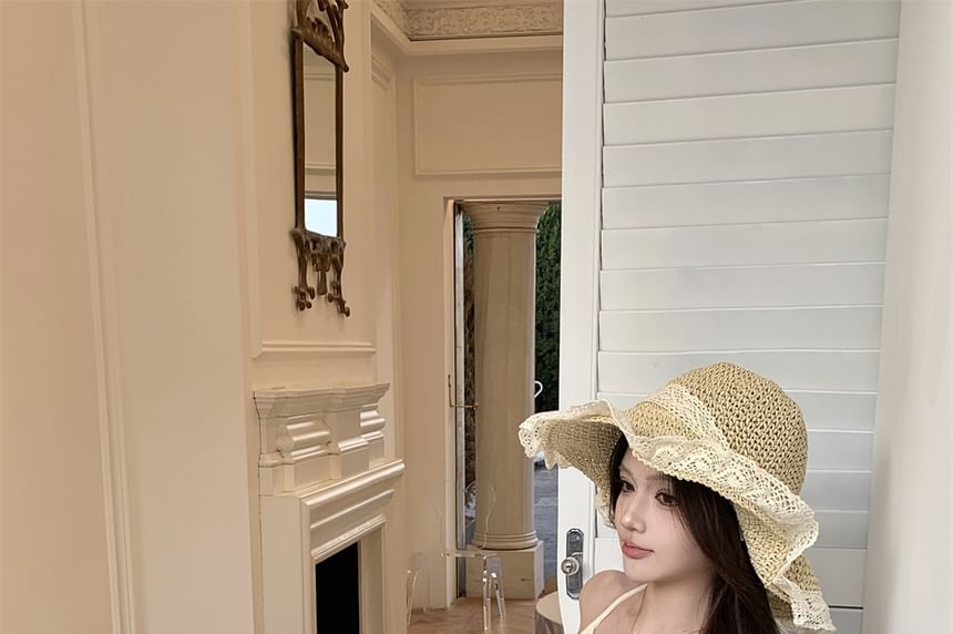 Dress Fringed Mock Floral Strap Mini Bodycon Two-Piece Spaghetti