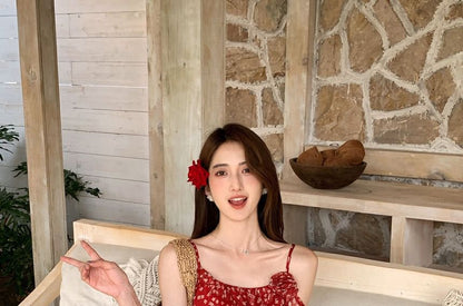 Ruffle Scrunchie Cami Set: + Asymmetrical Floral Top Trim