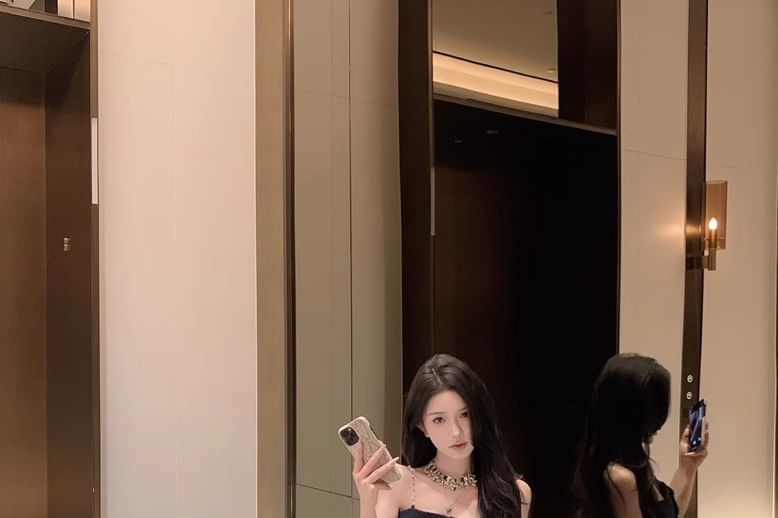 Camisole Bootcut Floral Plain Pants / Slim Button Fit Lace Top