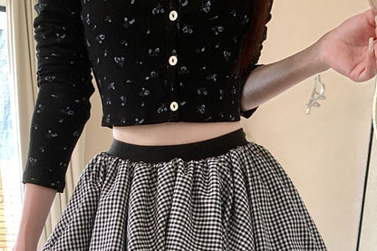 Skirt High Rise Mini A-Line Bubble Hem