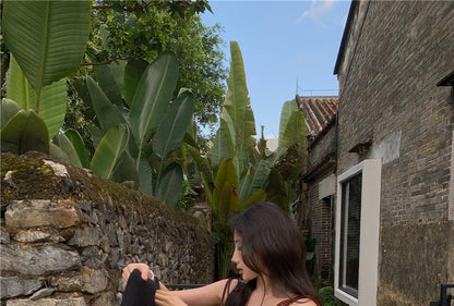 Long Tie Top Dye Camisole Asymmetrical